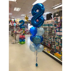 58: Gros Mylar Chiffres + 8 ballons latex + Mylar Standard + Poids