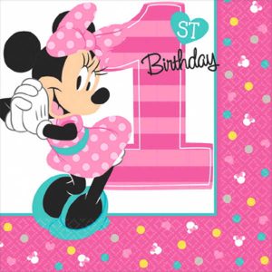 Minnie 1 An - Serviette Breuvage 16 par pqt