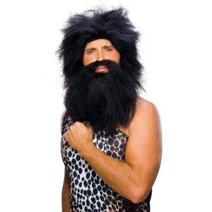 Black Pre-Historic Beard & Wig Set