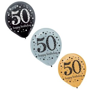 50e Célébration Étincelante - Ballons Latex 15/pkg