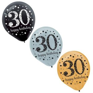 30e Célébration Étincelante - Ballons Latex 15/pkg