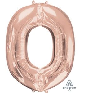 Mylar Lettre O – Rose Or 16 Po.