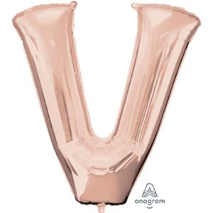 Mylar Lettre V – Rose Or 16 Po.