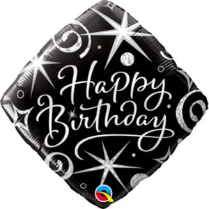 Ballon Mylar – Brillants & Tourbillons Élégant Happy Birthday